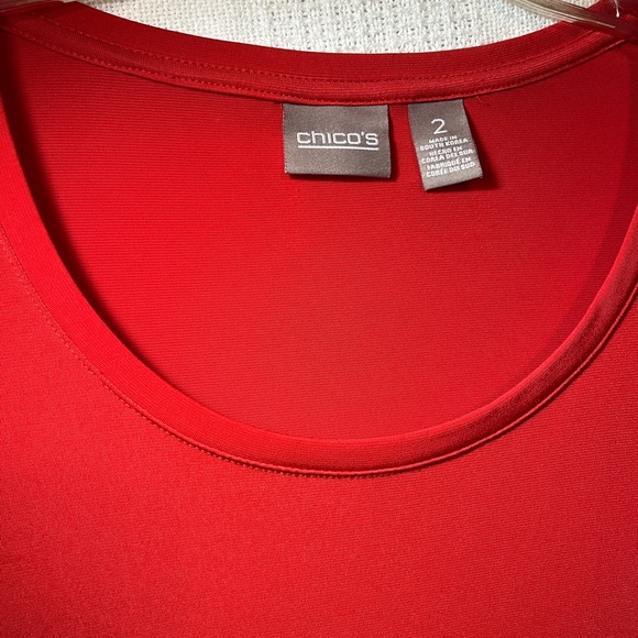 Chico’s Red Short Sleeve Blouse. Size 2 - Picture 2 of 2